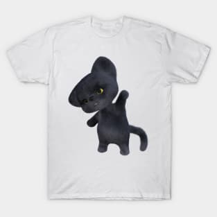 3D rendering of an adorable black Kitten T-Shirt